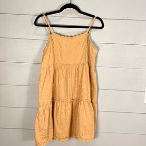 Aeropostale yellow mini ruffle ditzy floral print dress 100% cotton size Med